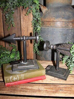 NEW Industrial Farmhouse Cast Iron Arrow Bookends or Rustic Decor Finials